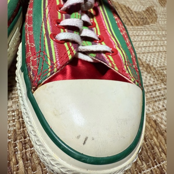 Vintage Converse Chuck Taylor Rare Christmas Holiday Shoes W10 M8 Ribbon design - Picture 4 of 14
